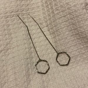 Silver colour drop geometric earrings